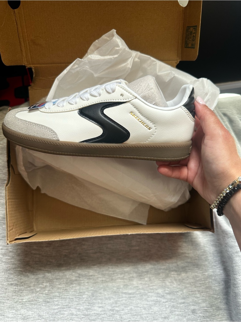Skechers Boys White & Black Casual Sneakers